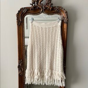 Anthropologie Maeve Crocheted Fringe Skirt NWOT